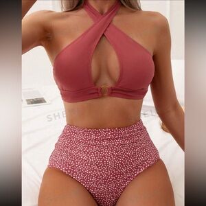 Red Halter Bikini Set